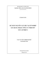 KẾ TOÁN NGUYÊN VẬT LIỆU TẠI XÍ NGHIỆP XÂY DỰNG THUỘC CÔNG TY TNHH MTV XÂY LẮP ĐIỆN 2 LUẬN VĂN TỐT NGHIỆP ĐẠI HỌC NGÀNH KẾ TOÁN