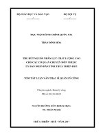 Thu hút nguồn nhân lực chất lượng cao cho các cơ quan chuyên môn thuộc Ủy ban nhân dân Tỉnh Thừa Thiên Huế (tt)