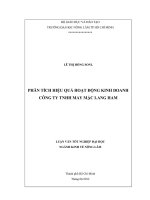 PHÂN TÍCH HIỆU QUẢ HOẠT ĐỘNG KINH DOANH CÔNG TY TNHH MAY MẶC LANG HAM LUẬN VĂN TỐT NGHIỆP ĐẠI HỌC NGÀNH KINH TẾ NÔNG LÂM