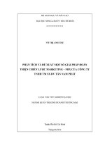 PHÂN TÍCH VÀ ĐỀ XUẤT MỘT SỐ GIẢI PHÁP HOÀN THIỆN CHIẾN LƯỢC MARKETING – MIX CỦA CÔNG TY TNHH TM SX DV TÂN NAM PHÁT