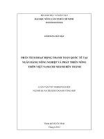 PHÂN TÍCH HOẠT ĐỘNG THANH TOÁN QUỐC TÊ TẠI NGÂN HÀNG NÔNG NGHIỆP VÀ PHÁT TRIỂN NÔNG THÔN VIỆT NAMCHI NHÁNH BẾN THÀNH LUẬN VĂN TỐT NGHIỆP ĐẠI HOC NGÀNH QUẢN TRỊ KINH DOANH TỔNG HỢP