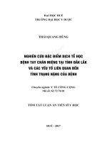 Nghiên cứu đặc điểm dịch tể học bệnh tay chân miệng tại tỉnh đăk lắk và các yếu tố liên quan đến tình trạng nặng của bệnh (tt) 