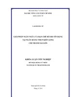 GIẢI PHÁP NGĂN NGỪA VÀ HẠN CHẾ RỦI RO TÍN DỤNG TẠI NGÂN HÀNG TMCP KIÊN LONG CHI NHÁNH SÀI GÒN KHÓA LUẬN TỐT NGHIỆP ĐỂ NHẬN BẰNG CỬ NHÂN NGÀNH QUẢN TRỊ KINH DOANH