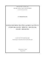 ĐÁNH GIÁ HỆ THỐNG TRẢ CÔNG LAO ĐỘNG TẠI CÔNG TY CỔ PHẦN BIA SÀI GÒN – BÌNH TÂY _ NHÀ MÁY BIA SÀI GÒN – BÌNH DƯƠNG