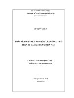PHÂN TÍCH HIỆU QUẢ TÀI CHÍNH CỦA CÔNG TY CỔ PHẦN TƯ VẤN XÂY DỰNG MIỀN NAM KHÓA LUẬN TỐT NGHIỆP ĐẠI HỌC NGÀNH QUẢN TRỊ KINH DOANH