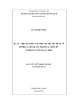 HOÀN THIỆN KẾ TOÁN TẬP HỢP CHI PHÍ SẢN XUẤT VÀ TÍNH GIÁ THÀNH SẢN PHẨM TẠI CÔNG TY TNHH SX VÀ TM DÂN CƯỜNG LUẬN VĂN TỐT NGHIỆP ĐẠI HỌC NGÀNH KẾ TOÁN