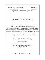 Cho vay ngắn hạn đối với hộ gia đình, cá nhân sản xuất kinh doanh tại Ngân hàng Nông nghiệp và phát triển nông thôn Việt Nam  Chi nhánh huyện Quảng Trạch, tỉnh Quảng Bình (tt)