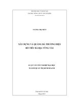XÂY DỰNG VÀ QUẢNG BÁ THƯƠNG HIỆU HỒ TIÊU BÀ RỊA VŨNG TÀU