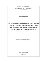 ỨNG DỤNG MÔ HÌNH BINARY LOGISTIC HOÀN THIỆN HỆ THỐNG XẾP HẠNG TÍN DỤNG KHÁCH HÀNG CÁ NHÂN TẠI NGÂN HÀNG THƯƠNG MẠI CỔ PHẦN NGOẠI THƯƠNG VIỆT NAM – CHI NHÁNH SÓNG THẦN