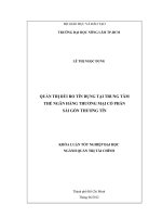 QUẢN TRỊ RỦI RO TÍN DỤNG TẠI TRUNG TÂM THẺ NGÂN HÀNG THƯƠNG MẠI CỔ PHẦN SÀI GÒN THƯƠNG TÍN KHÓA LUẬN TỐT NGHIỆP ĐẠI HỌC NGÀNH QUẢN TRỊ TÀI CHÍNH