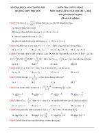 Đề thi thử 2018 toán lần 1  THPT việt đức   giải chi tiết