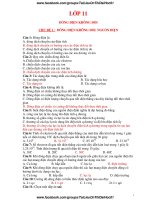 NGÂN HÀNG câu hỏi TRẮC NGHIỆM vật lý 11, 12 (THEO bài, THEO mức độ)  