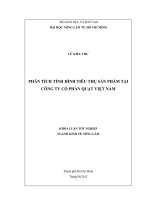 PHÂN TÍCH TÌNH HÌNH TIÊU THỤ SẢN PHẨM TẠI CÔNG TY CỔ PHẦN QUẠT VIỆT NAM KHÓA LUẬN TỐT NGHIỆP NGÀNH KINH TẾ NÔNG LÂM