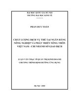 Chất lượng dịch vụ thẻ tại ngân hàng nông nghiệp và phát triển nông thôn việt nam   chi nhánh sở giao dịch 