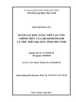 Đánh giá khả năng tiếp cận vốn chính thức của hộ kinh doanh cá thể trên địa bàn tỉnh trà vinh 