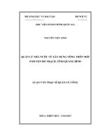 Quản lý nhà nước về xây dựng nông thôn mới ở huyện Bố Trạch, tỉnh Quảng Bình (Luận văn thạc sĩ)