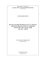 KẾ TOÁN TẬP HỢP CHI PHÍ SẢN XUẤT VÀ TÍNH GIÁ THÀNH SẢN PHẨM TẠI CÔNG TY TNHH MỘT THÀNH VIÊN VIỆT NAM KỸ NGHỆ SÚC SẢN – VISSAN LUẬN VĂN TỐT NGHIỆP ĐẠI HỌC NGÀNH KẾ TOÁN