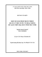 Một số giải pháp hoàn thiện quản lý nhà nước về hoạt động du lịch trên địa bàn tỉnh trà vinh 
