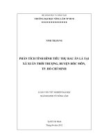PHÂN TÍCH TÌNH HÌNH TIÊU THỤ RAU ĂN LÁ TẠI XÃ XUÂN THỚI THƯỢNG, HUYỆN HÓC MÔN, TP. HỒ CHÍ MINH LUẬN VĂN TỐT NGHIỆP ĐẠI HỌC NGÀNH KINH TẾ NÔNG LÂM