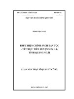 Thực hiện chính sách dân tộc từ thực tiễn huyện Sơn Hà tỉnh Quảng Ngãi (Luận văn thạc sĩ)