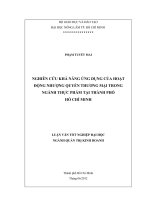 NGHIÊN CỨU KHẢ NĂNG ỨNG DỤNG CỦA HOẠT ĐỘNG NHƯỢNG QUYỀN THƯƠNG MẠI TRONG NGÀNH THỰC PHẨM TẠI THÀNH PHỐ HỒ CHÍ MINH