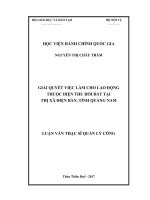Giải quyết việc làm cho lao động thuộc diện thu hồi đất tại thị xã Điện Bàn, tỉnh Quảng Nam (Luận văn thạc sĩ)