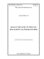 Quản lý nhà nước về công tác bảo vệ rừng tại tỉnh Quảng Bình (Luận văn thạc sĩ)