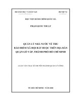 Quản lý nhà nước về thu bảo hiểm xã hội bắt buộc trên địa bàn quận Gò Vấp, Tp.HCM (Luận văn thạc sĩ)