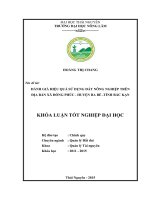 Đánh giá hiệu quả sử dụng đất nông nghiệp trên địa bàn xã Đồng Phúc  huyện Đồng Phúc tỉnh Bắc Kạn (Khóa luận tốt nghiệp)
