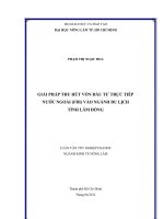 GIẢI PHÁP THU HÚT VỐN ĐẦU TƯ TRỰC TIẾP NƯỚC NGOÀI (FDI) VÀO NGÀNH DU LỊCH TỈNH LÂM ĐỒNG