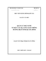QUẢN LÝ NHÀ NƯỚC VỀ KẾT CẤU HẠ TẦNG GIAO THÔNG ĐƯỜNG BỘ Ở TỈNH QUẢNG BÌNH (Luận văn thạc sĩ)
