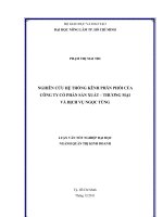 NGHIÊN CỨU HỆ THỐNG KÊNH PHÂN PHỐI CỦA CÔNG TY CỔ PHẦN SẢN XUẤT – THƯƠNG MẠI VÀ DỊCH VỤ NGỌC TÙNG
