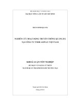 NGHIÊN CỨU HOẠT ĐỘNG TRUYỀN THÔNG QUẢNG BÁ TẠI CÔNG TY TNHH AMWAY VIỆT NAM