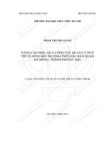 NÂNG CAO HIỆU QUẢ CÔNG TÁC QUẢN LÝ DUY TRÌ VỆ SINH MÔI TRƯỜNG TRÊN ĐỊA BÀN QUẬN HÀ ĐÔNG, THÀNH PHỐ HÀ NỘI