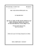 Quản lý nhà nước bằng pháp luật đối với hoạt động du lịch ở thành phố Đà Nẵng hiện nay (tt)