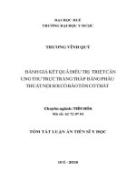 Đánh giá kết quả điều trị triệt căn ung thư trực tràng thấp bằng phẫu thuật nội soi có bảo tồn cơ thắt (tt) 