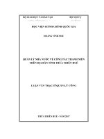 Quản lý Nhà nước về công tác thanh niên trên địa bàn tỉnh Thừa Thiên Huế (Luận văn thạc sĩ)