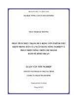 PHÂN TÍCH THỰC TRẠNG HUY ĐỘNG VỐN Ở KÊNH TIẾT KIỆM TRONG DÂN CỦA NGÂN HÀNG NÔNG NGHIỆP VÀ PHÁT TRIỂN NÔNG THÔN CHI NHÁNH HÀM MỸ BÌNH THUẬN