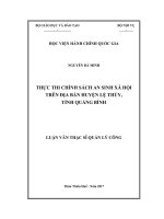 Thực thi chính sách an sinh xã hội trên địa bàn huyện Lệ Thủy, tỉnh Quảng Bình (Luận văn thạc sĩ)