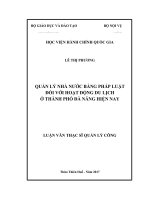 Quản lý nhà nước bằng pháp luật đối với hoạt động du lịch ở thành phố Đà Nẵng hiện nay (Luận văn thạc sĩ)