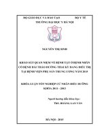 Khảo sát quan niệm về bệnh tật ở bệnh nhân có bệnh đái tháo đường thai kỳ đang điều trị tại BV phụ sản TW năm 2015 