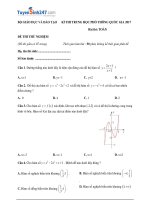 Đề thi thử nghiệm môn toán THPT quốc gia năm 2017