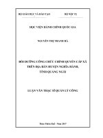 Bồi dưỡng công chức chính quyền cấp xã trên địa bàn huyện Nghĩa Hành, tỉnh Quảng Ngãi (Luận án tiến sĩ)