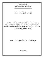 Phân tích dạng một số kim loại trong trầm tích và đánh giá khả năng tích lũy đồng và chì trong nghêu (meretrix lyrata) nuôi ở vùng cửa sông tiền (tt) 