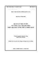 Quản lý Nhà nước về công tác thanh niên trên địa bàn tỉnh Thừa Thiên Huế (tt)