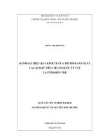 ĐÁNH GIÁ HIỆU QUẢ KINH TẾ CỦA MÔ HÌNH SẢN XUẤT CACAO ĐẠT TIÊU CHUẨN QUỐC TẾ UTZ TẠI TỈNH BẾN TRE