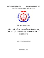 Biện pháp nâng cao hiệu quả quản trị nhân lực tại công ty bảo hiểm PJICO hải phòng 