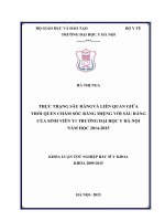 Thực trạng sâu răng và liên quan giữa thói quen chăm sóc răng miệng với sâu răng của sinh viên y1 trường đại học y HN năm 2014 2015