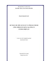 KẾ TOÁN CHI PHÍ SẢN XUẤT VÀ TÍNH GIÁ THÀNH CÔNG TRÌNH XÂY DỰNG TẠI CÔNG TY CỔ PHẦN HIỆP LỰC