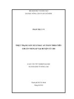 THỰC TRẠNG SẢN XUẤT RAU AN TOÀN THEO TIÊU CHUẨN VIETGAP TẠI HUYỆN CỦ CHI